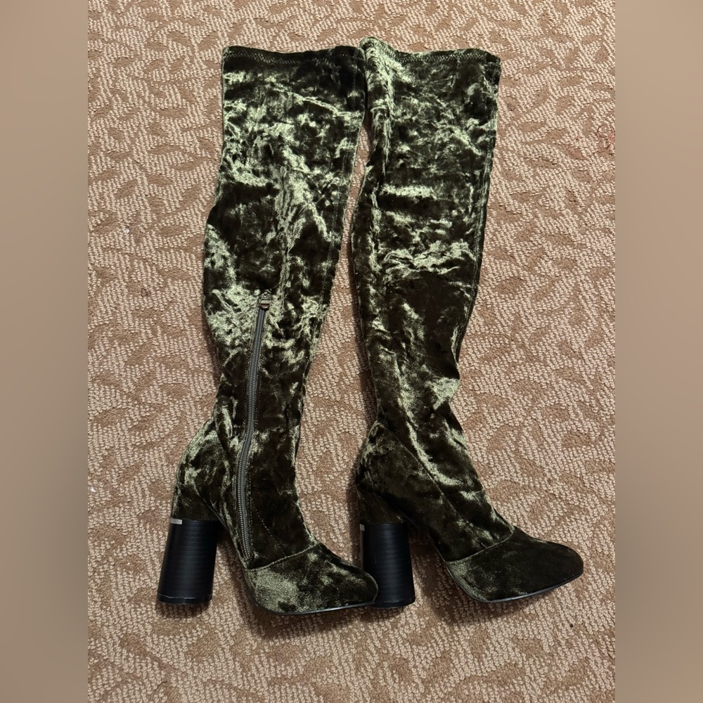 Velvet Over-the-Knee Boots